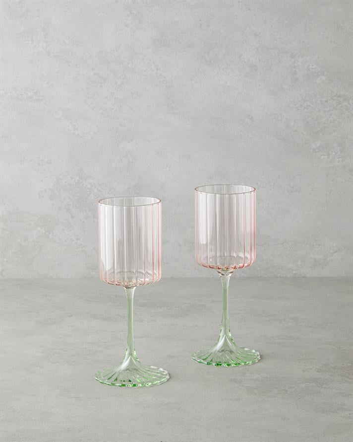 Glimmer Glass Cup of 2 250 ml Pink - Green