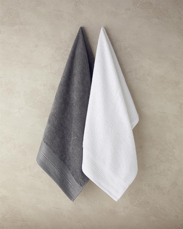 Glory Cotton Silvery Face Towel 50x90 cm White