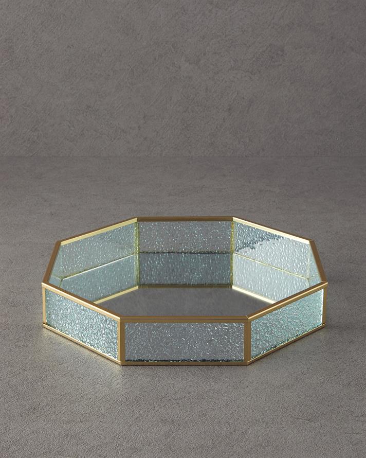 Glossy Glass Decorative Tray Gold