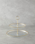 Golden Glow Glass Floor Serving 21+28 cm Transparent-Gold