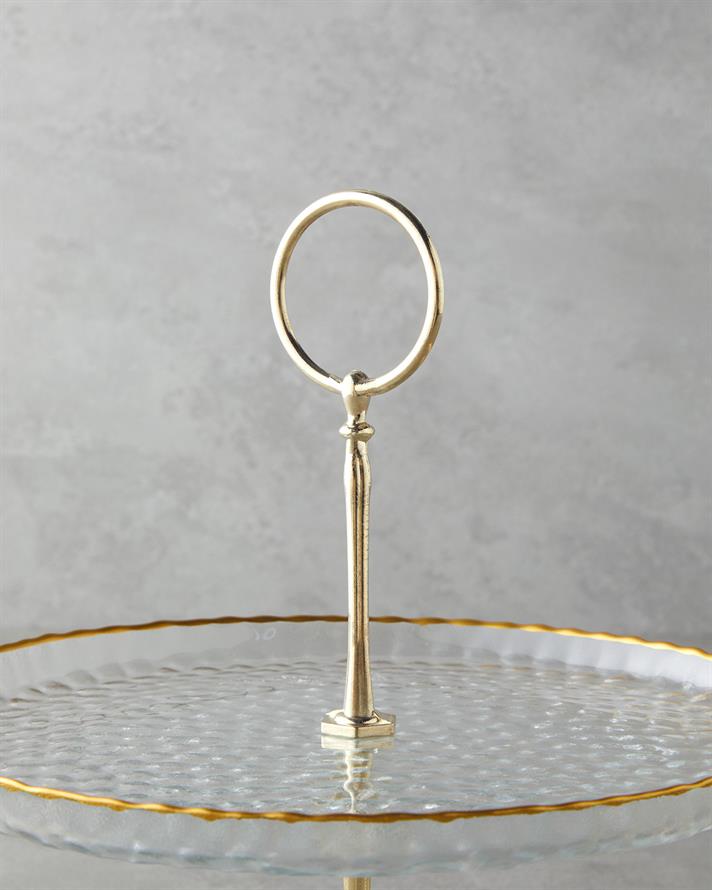 Golden Glow Glass Floor Serving 21+28 cm Transparent-Gold