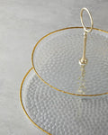 Golden Glow Glass Floor Serving 21+28 cm Transparent-Gold