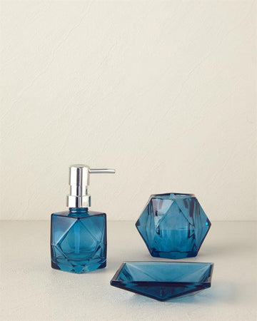 Hailey Glass Bathroom Set Blue