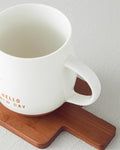 Hello New Day New Bone China Coaster Mug 450 ml White