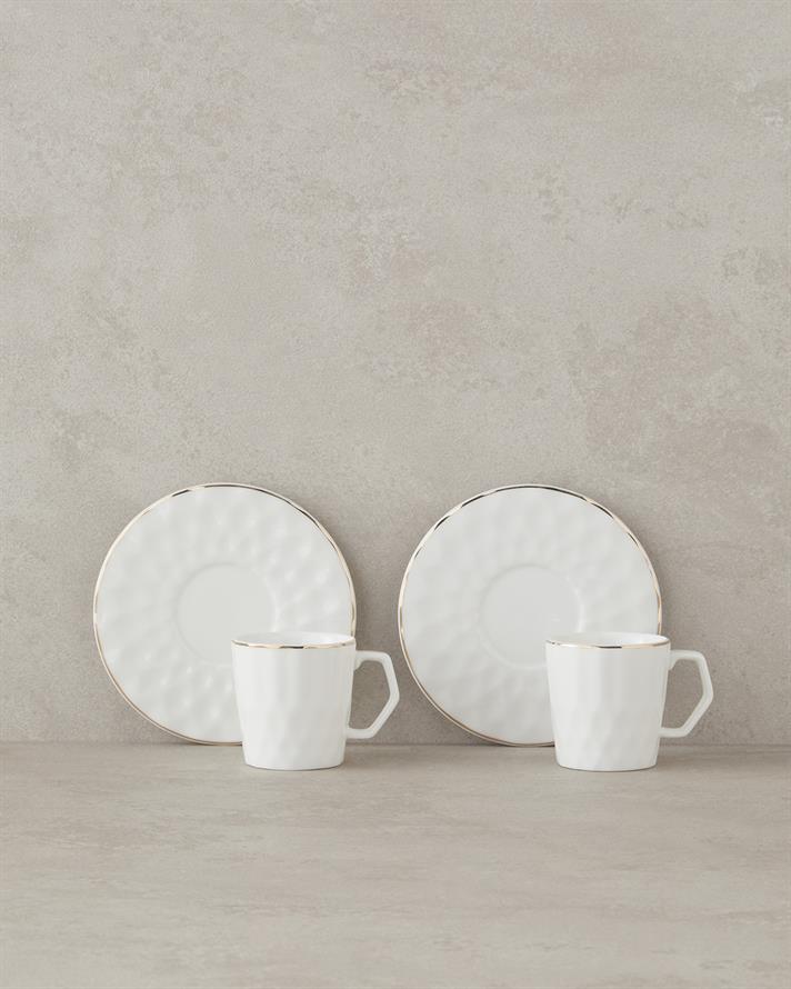 Hestia New Bone China Coffee Cup Set 4 Pieces 2 Seater White