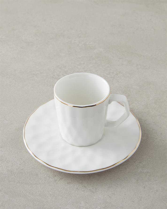 Hestia New Bone China Coffee Cup Set 4 Pieces 2 Seater White