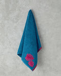 Hued Palm Cotton Face Towel 50x80 cm Blue-Fuchsia