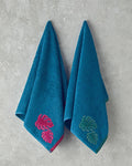 Hued Palm Cotton Face Towel 50x80 cm Blue-Fuchsia