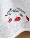 Jolly Cheers Cotton Embroidered Hand Towel 30x50 cm Ecru