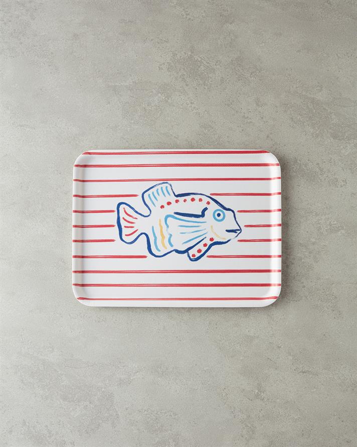 Jolly Fish Melamine Non-Slip Tray 27x36 cm Red