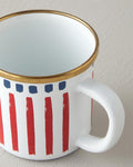 Jolly Lines Enamel Mug Red - White