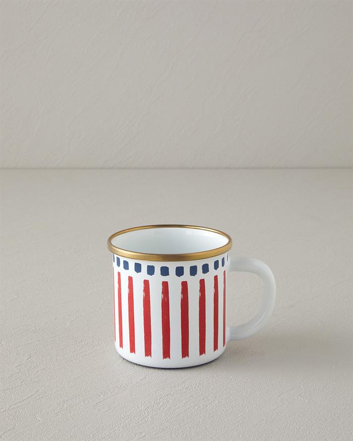 Jolly Lines Enamel Mug Red - White