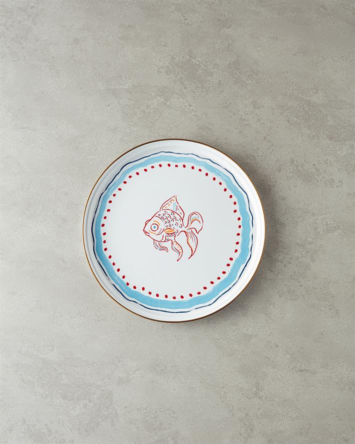 Joly Sea Enamel Tray White - Blue