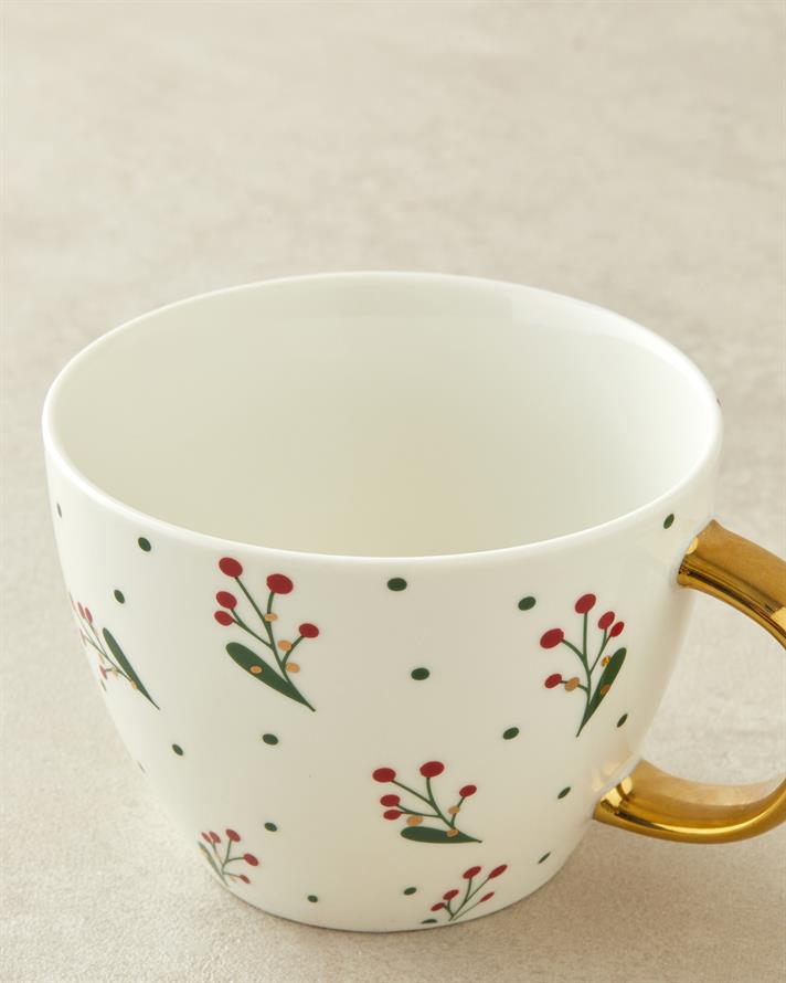 Joyful Christmas New Bone China Christmas Mug 430 ml Red - Green