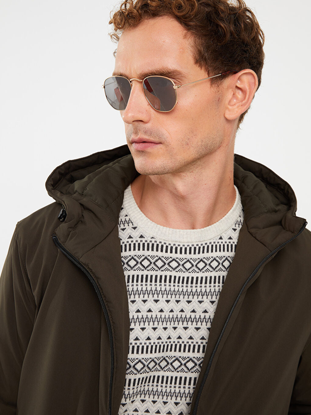 LCWAIKIKI Classic Khaki Standard Pattern Hooded Men's Coat