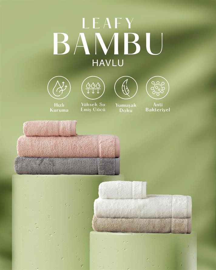 Leafy Bamboo Hand Towel 30x50 cm Ecru