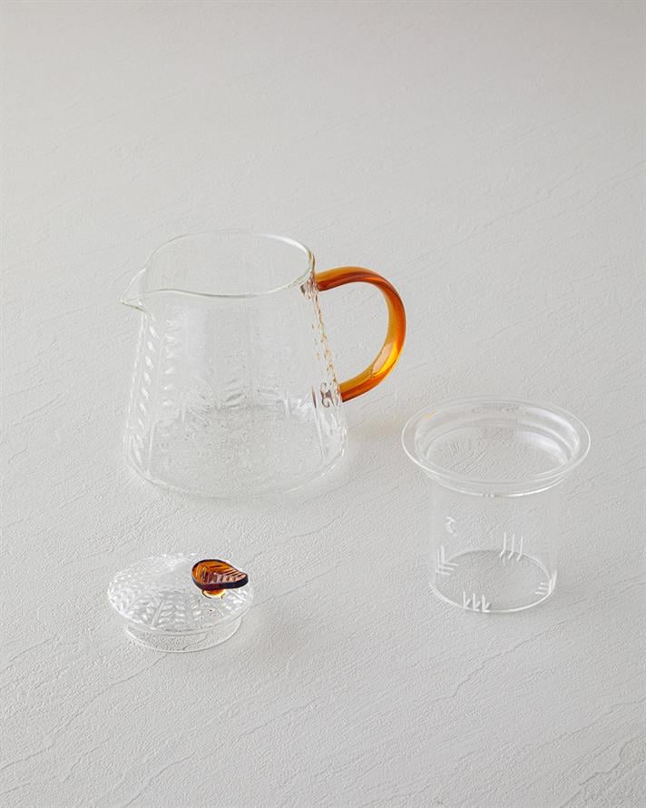 Leafy Glass Teapot 500 ml Amber