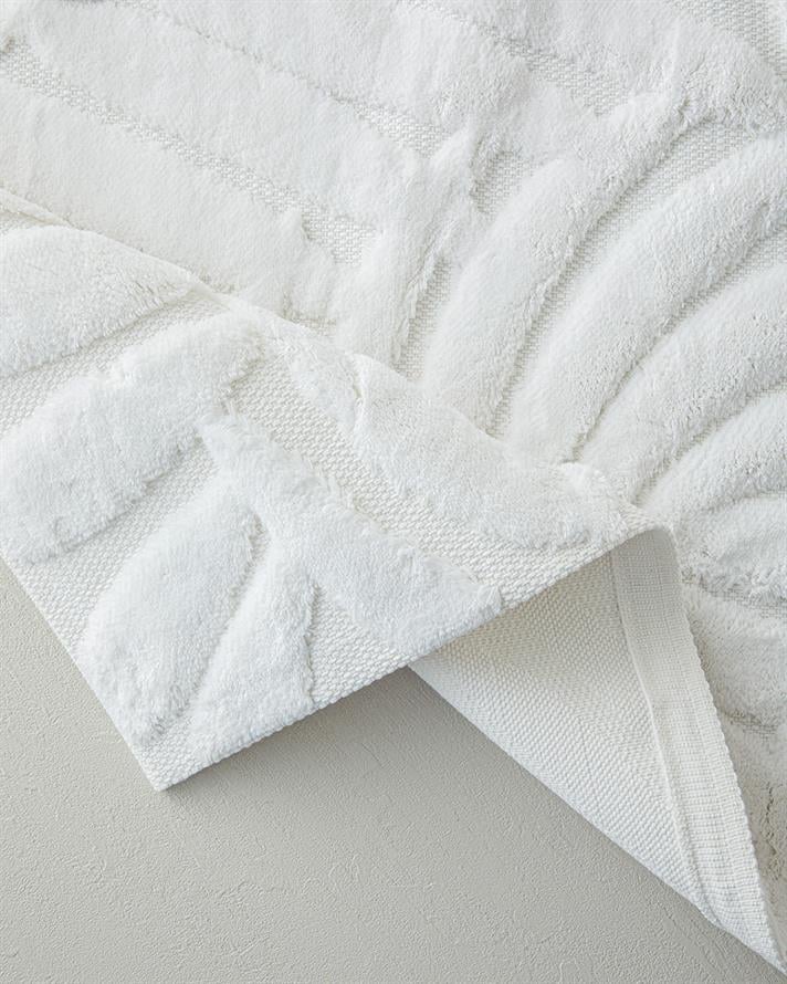 Leafy Joy Cotton Bath Mat Set Ecru