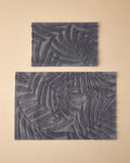 Leafy Joy Cotton Bath Mat Set Dark Grey