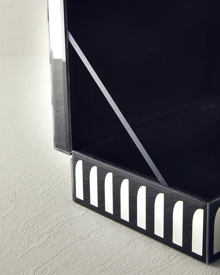 Lena Glass Decorative Box Black - White