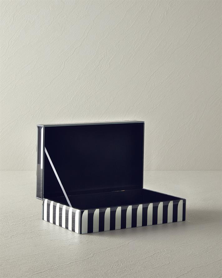 Lena Glass Decorative Box Black - White