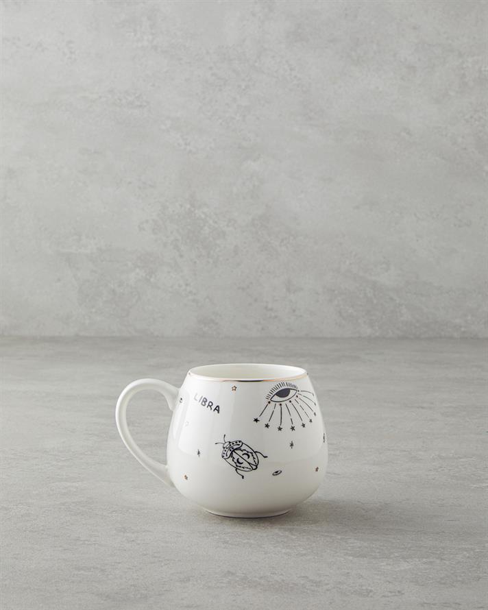 Libra New Bone China Mug 325 ml Black-White-Gold