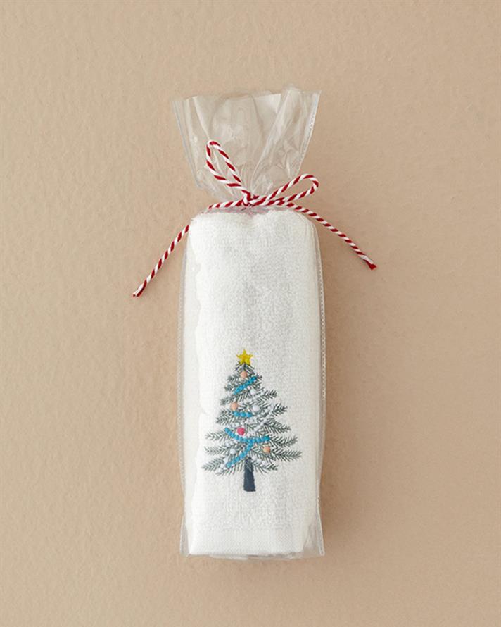 Light Tree Cotton Embroidered Hand Towel 30x50 cm Ecru