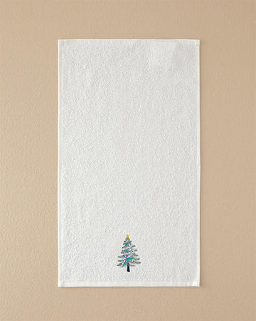 Light Tree Cotton Embroidered Hand Towel 30x50 cm Ecru