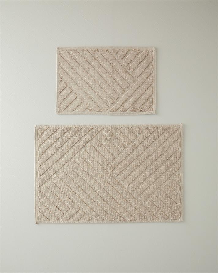 Linea Cotton Curl Bath Mat Set Beige