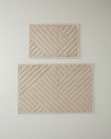 Linea Cotton Curl Bath Mat Set Beige