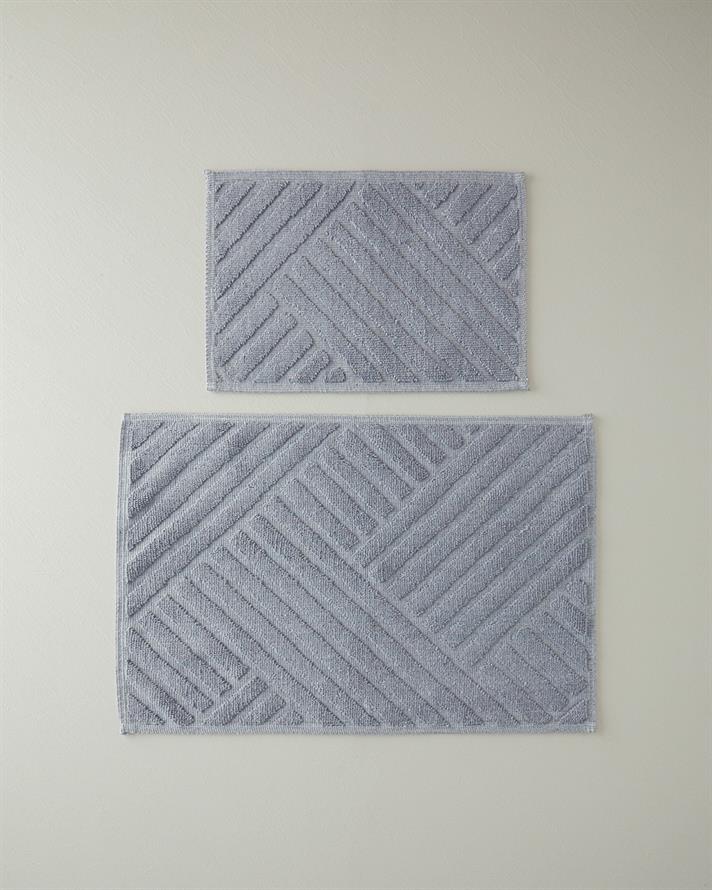 Linea Cotton Curl Bath Mat Set Grey