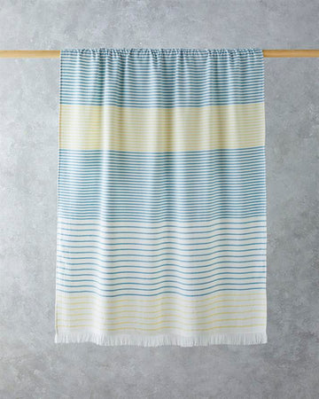 Linelike Cotton Striped Beach Towel 90x150 cm Ecry-Green-Yellow