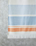 Liny Cotton Striped Beach Towel 90x150 cm Ecry-Blue-Orange