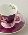 Loly New Bone China 4 Pieces 2 Seater Coffee Cup Set 100 ml Burgundy