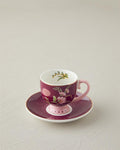 Loly New Bone China 4 Pieces 2 Seater Coffee Cup Set 100 ml Burgundy