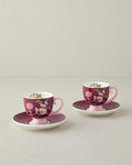 Loly New Bone China 4 Pieces 2 Seater Coffee Cup Set 100 ml Burgundy