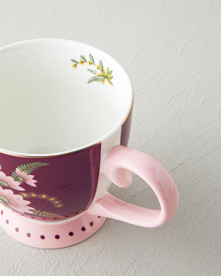 Loly New Bone China Mug 460 ml Burgundy
