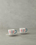 Love Adore New Bone China Coffee Cup Set 4 Pieces 2 Seater Pink - Blue