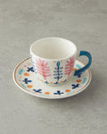 Love Adore New Bone China Coffee Cup Set 4 Pieces 2 Seater Pink - Blue