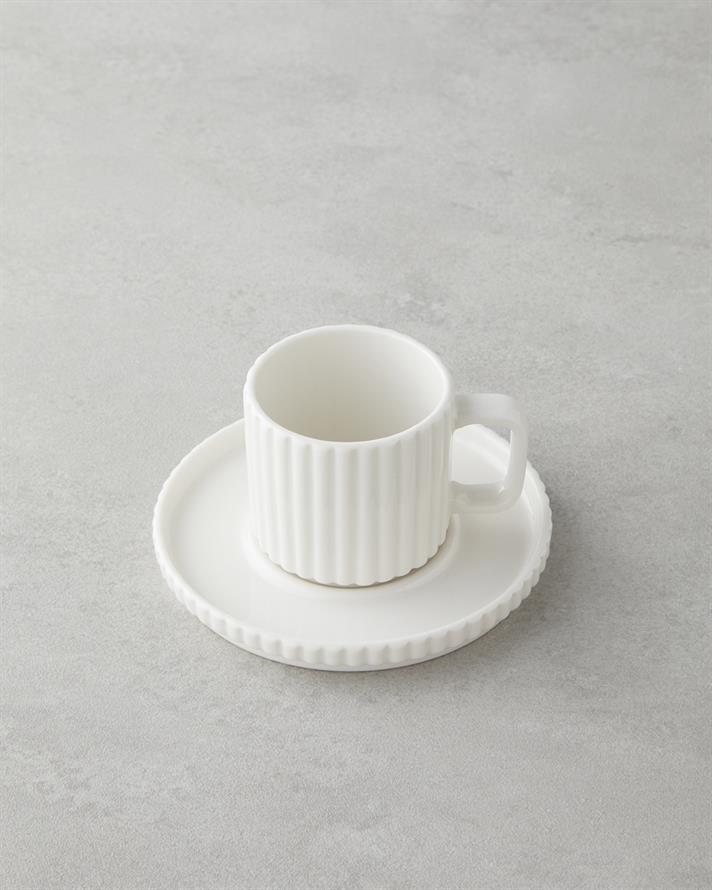 Lunara Porcelain 4 Pieces 2 Seater Coffee Cup Set 90 ml White