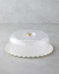 Lustre Cake Stand with Glass Lid 36.5x17.5 cm Cream-Gold