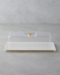 Lustre Cake Stand with Glass Lid 36.5x17.5 cm Cream-Gold