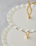 Lustre Glass Floor Serving 20+26 cm Cream-Gold