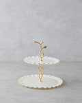 Lustre Glass Floor Serving 20+26 cm Cream-Gold
