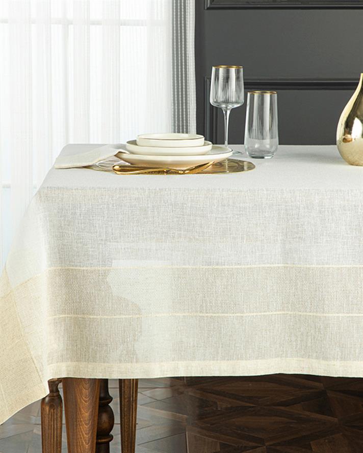 Luxe Linen Look Tablecloth 150x200 cm Beige