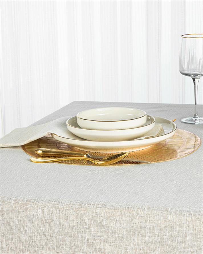 Luxe Linen Look Tablecloth 150x200 cm Beige