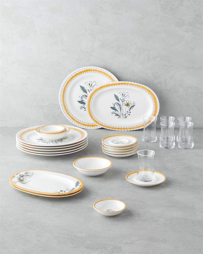 Majesty Porcelain Breakfast Set 26 Pieces 6 Seater Yellow