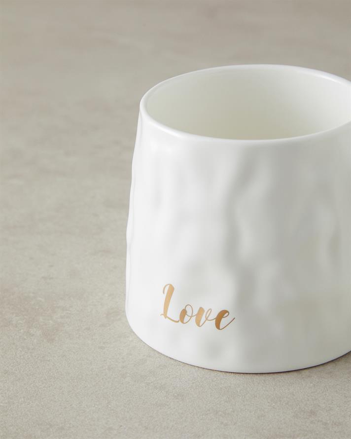 Mantra New Bone China Mug with Lid Spoons White