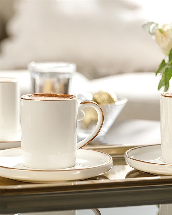 Marella Porcelain 12 Piece 6 Seater Coffee Cup Set Rose Gold