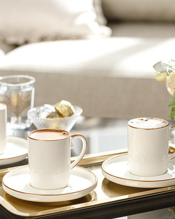 Marella Porcelain 12 Piece 6 Seater Coffee Cup Set Rose Gold